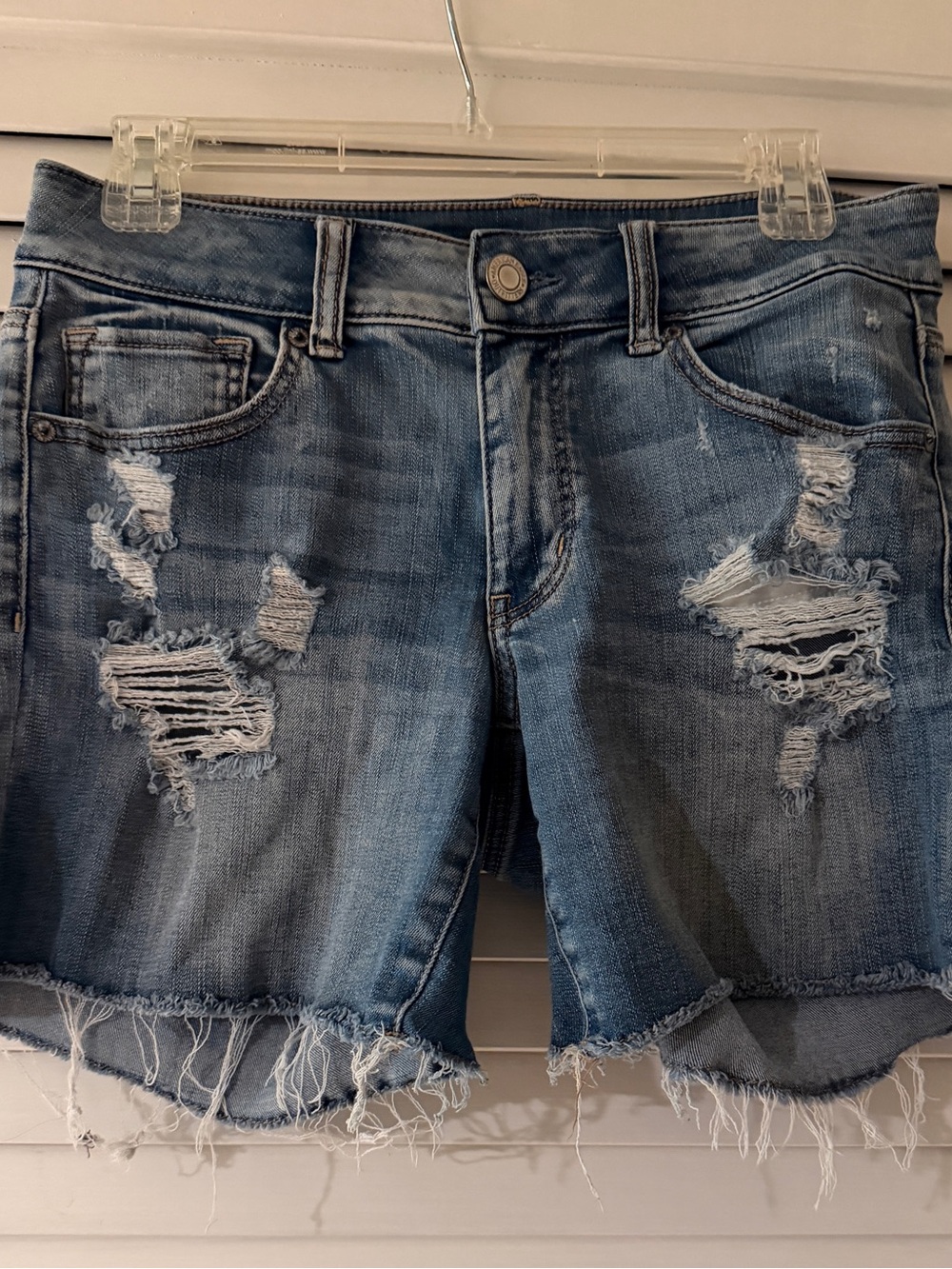 American Eagle Outfitters Distressed Blue Denim Shorts